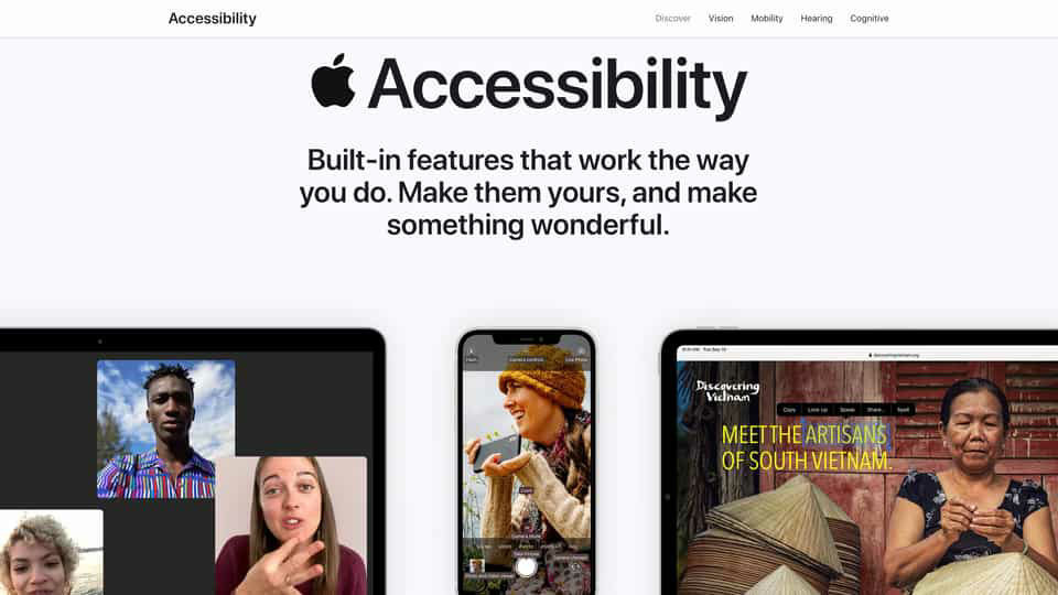 The mantra behind the revamped accessibility site is to make these features your own and "create something wonderful." (Apple)